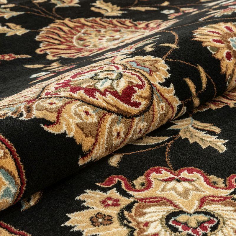 Well Woven Sultan Sarouk Oriental Persian Floral Formal Traditional Modern Classic Thick Soft 7'10" Round Black Area Rug