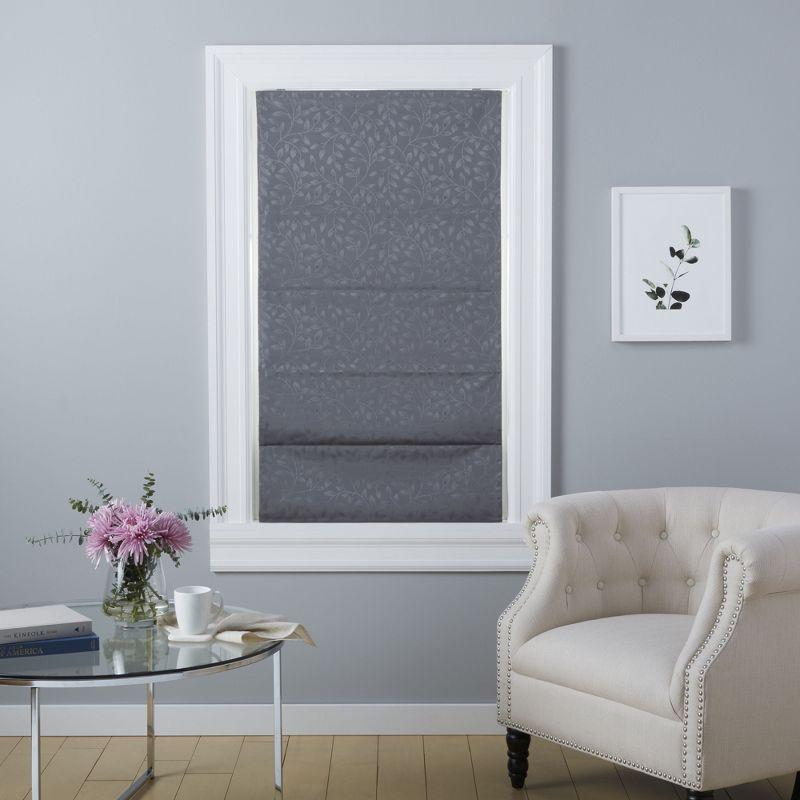 Gray Cordless Fabric Blackout Roman Shade