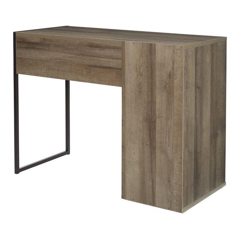 Ravel Desk Gray Oak - OSP Home Furnishings: Modern 40" Office Workstation with Storage Shelf & Drawer