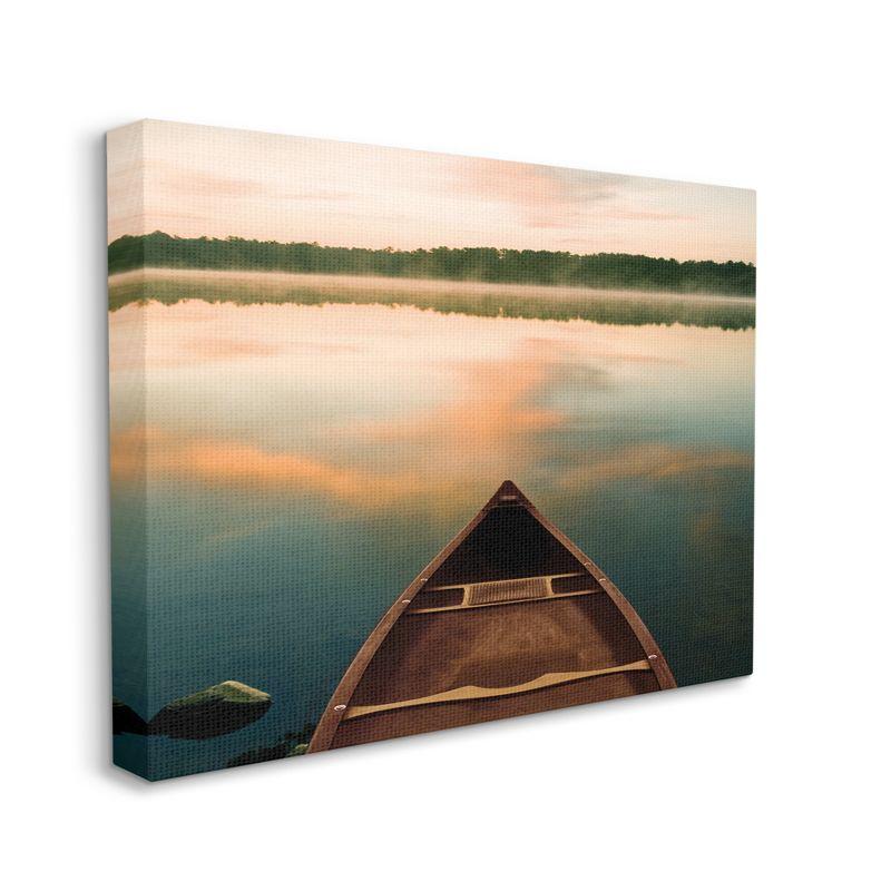 Stupell Industries Canoe on Lake Warm Sunrise Water Reflection