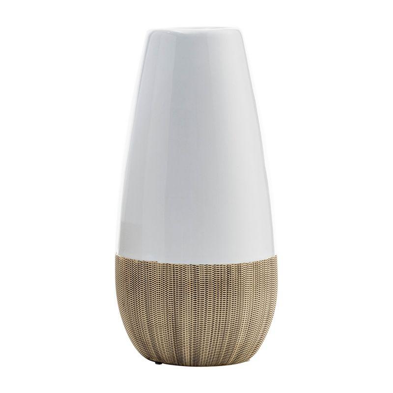 Sagebrook Home 10" Ceramic Vase - Contemporary Two Tone White and Beige Vase For Decorative Table Accent - Stylish Home or Office Decor