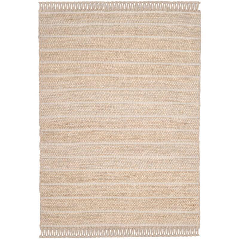 Ivory Handwoven Wool Flat Woven Reversible Area Rug