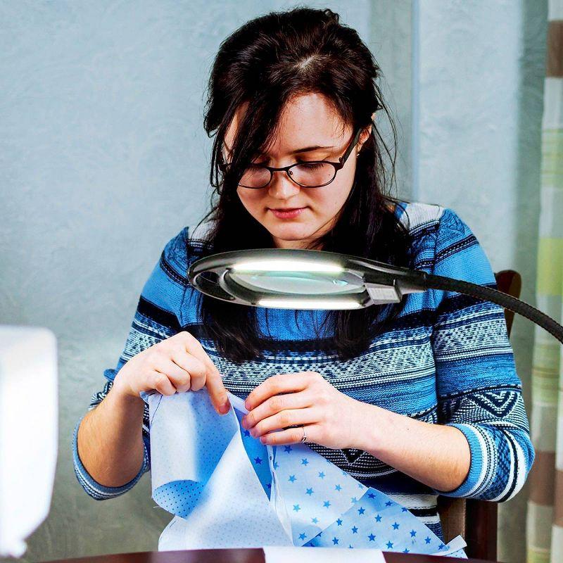 Brightech Pro 44 in. Industrial 2.25X Magnifying LED Floor Lamp with Adjustable Gooseneck Head