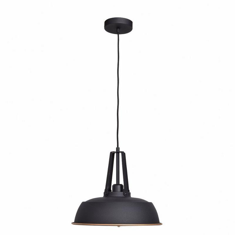 Nostalgia Matte Black 11" Industrial LED Pendant with White Glass