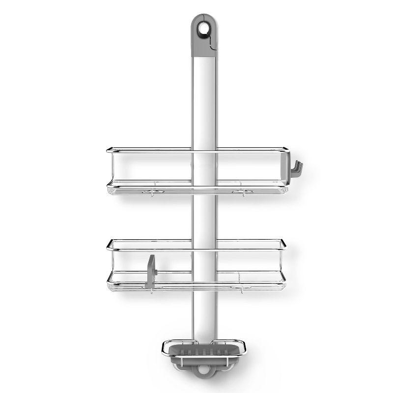 Simplehuman Medium Adjustable Shower Caddy, Stainless Steel/Anodized Aluminum Rust-Proof Frame