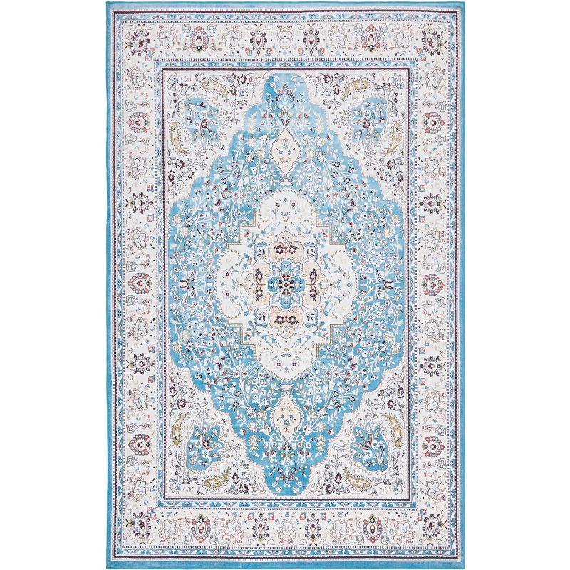 Tucson TSN136 Power Loomed Machine Washable Area Rug - Turquoise/Beige - 3'x5' - Safavieh.