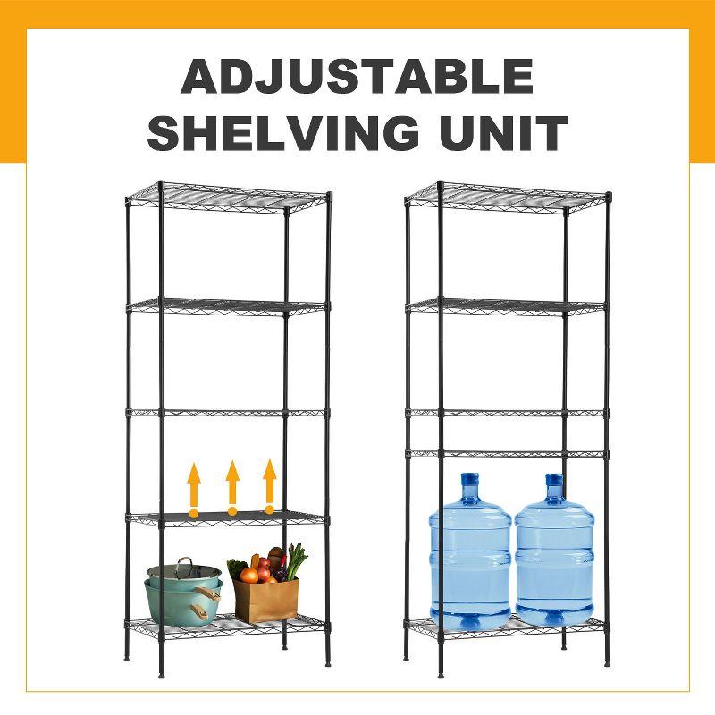 FDW 5 Tier Wire Shelving Unit Heavy Duty Storage Rack Metal Shelf Garage Organizer Wire Rack