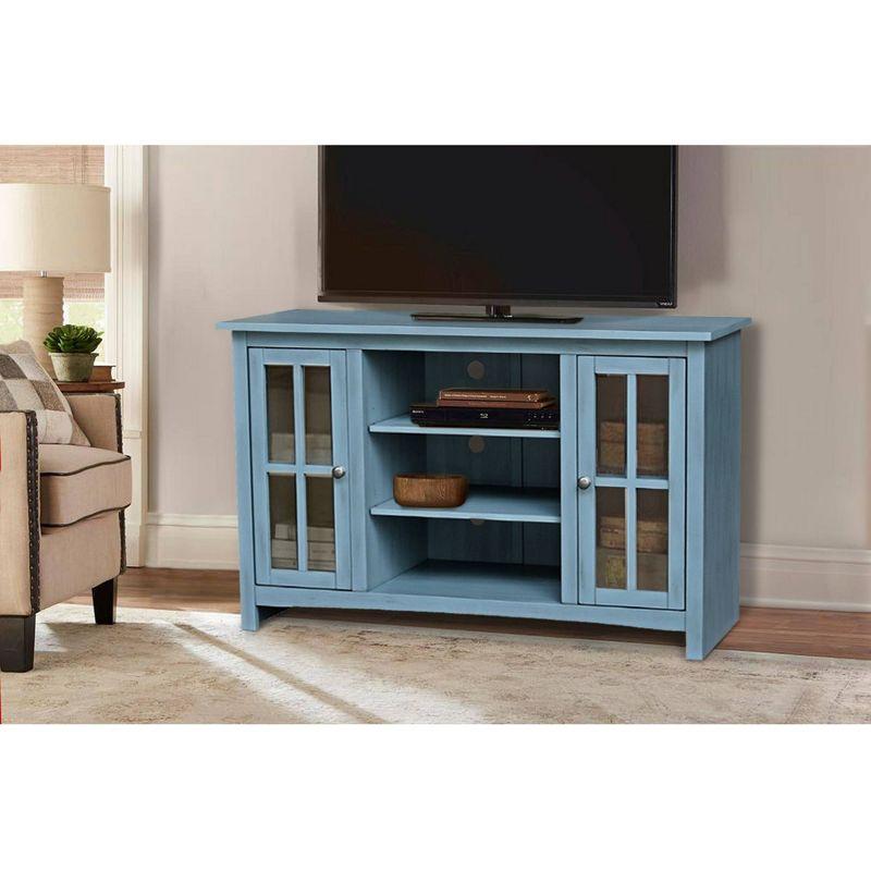 Elegant Gray 53" Solid Para Wood TV Stand with Cabinet Doors