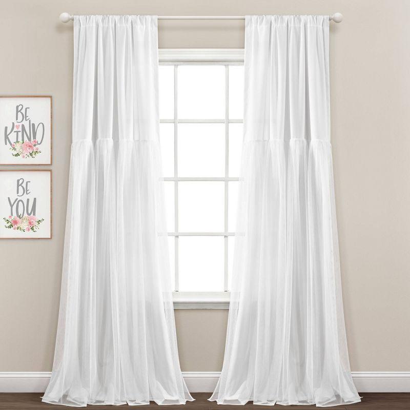 White Sheer Polyester Rod Pocket Window Curtains