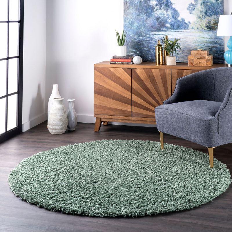 Nuloom Kara Solid 6 Round Shag Indoor Area Rug for Living Room Bedroom Dining Room Nursery, Green