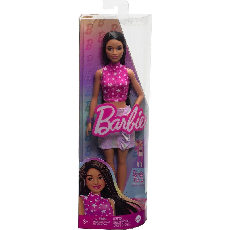 Barbie Fashionistas Doll #215 with Black Straight Hair & Iridescent Skirt, 65th Anniversary