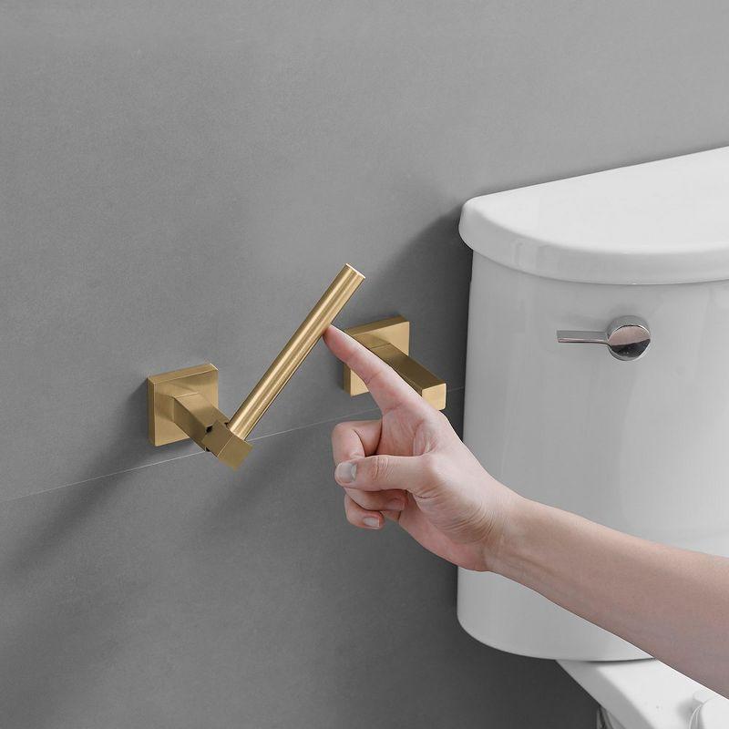 BWE Wall Mounted Toilet Paper Holder Double Post Pivoting Square Tissue Holders Roll Hangers Stand