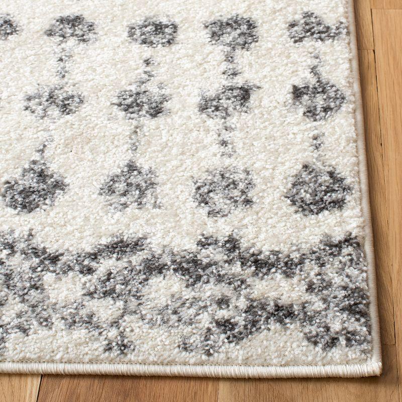 Ivory and Gray Geometric Square Synthetic Area Rug