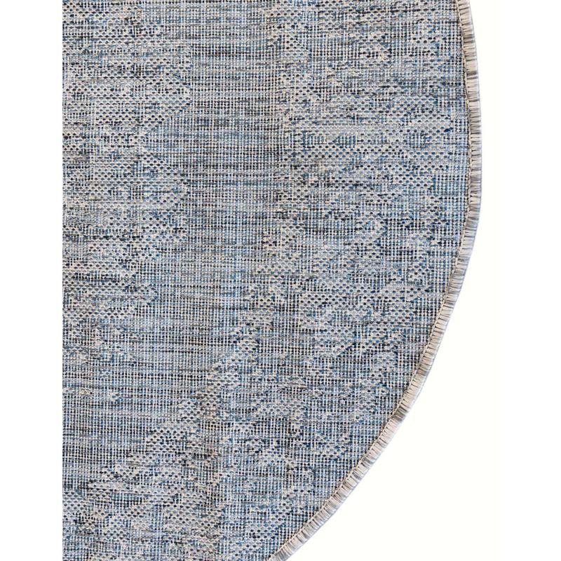 Unique Loom 4' 1 x 4' 1 Round Indoor/Outdoor Traditional Blue Area Rug