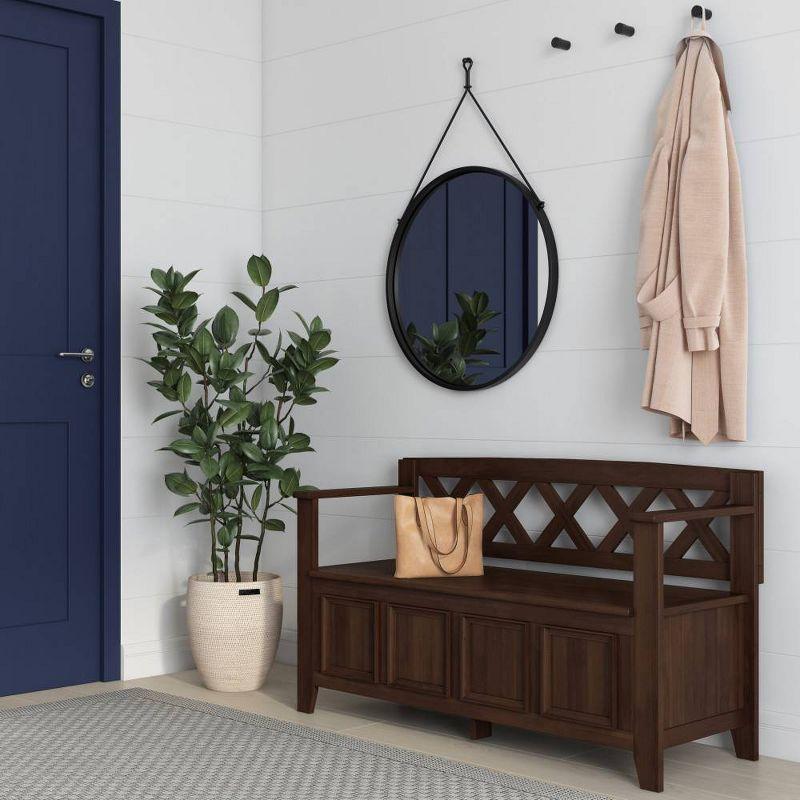 WyndenHall 48" Wide Halifax Transitional Solid Wood Entryway Storage Bench Natural Aged Brown: Solid Wood, Flip Lid, Dual Compartment