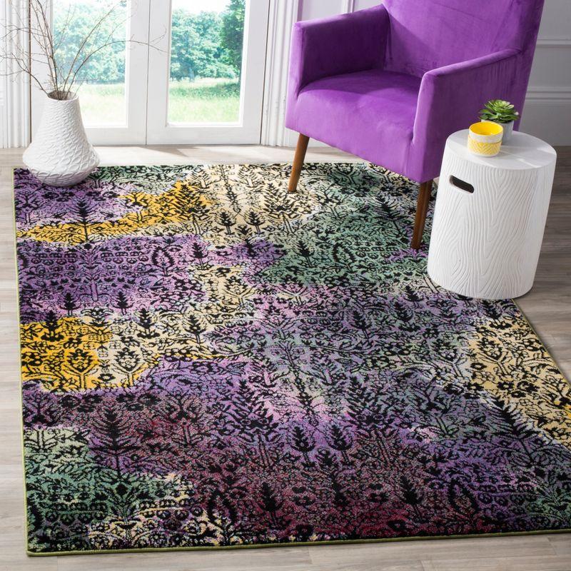 Mid-Century Modern Abstract Synthetic Area Rug, 5'3" x 7'6", Multicolor