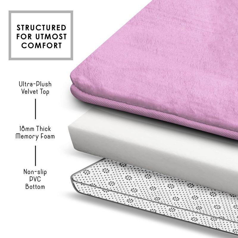 Hearth & Harbor 3 Piece Bathroom Rugs Bath Mat Set, Non-Slip Velvet Memory Foam Bath Mats, Lavender Dream