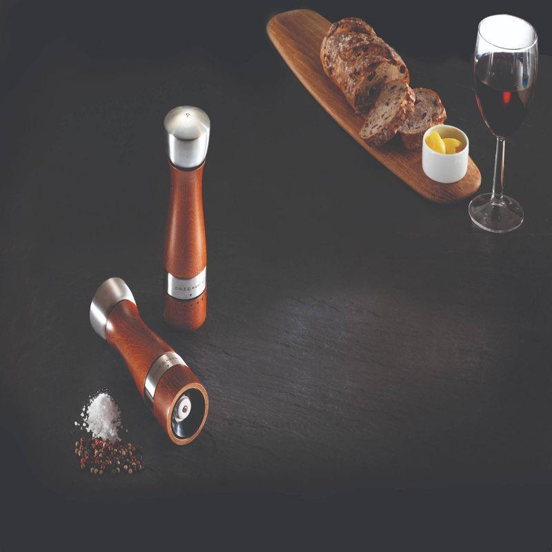 Oldbury Brown Beechwood and Steel Salt and Pepper Grinder Set