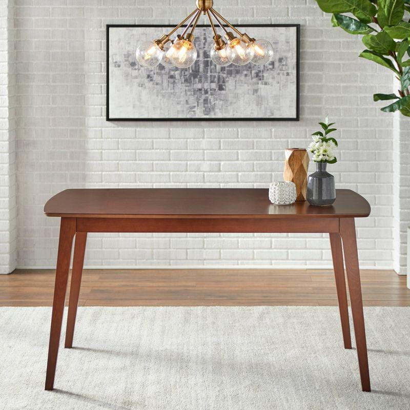 7pc Archer Rectangular Dining Set Walnut/Gray - Buylateral: Mid-Century Modern, Polyester Upholstery, Wood Frame