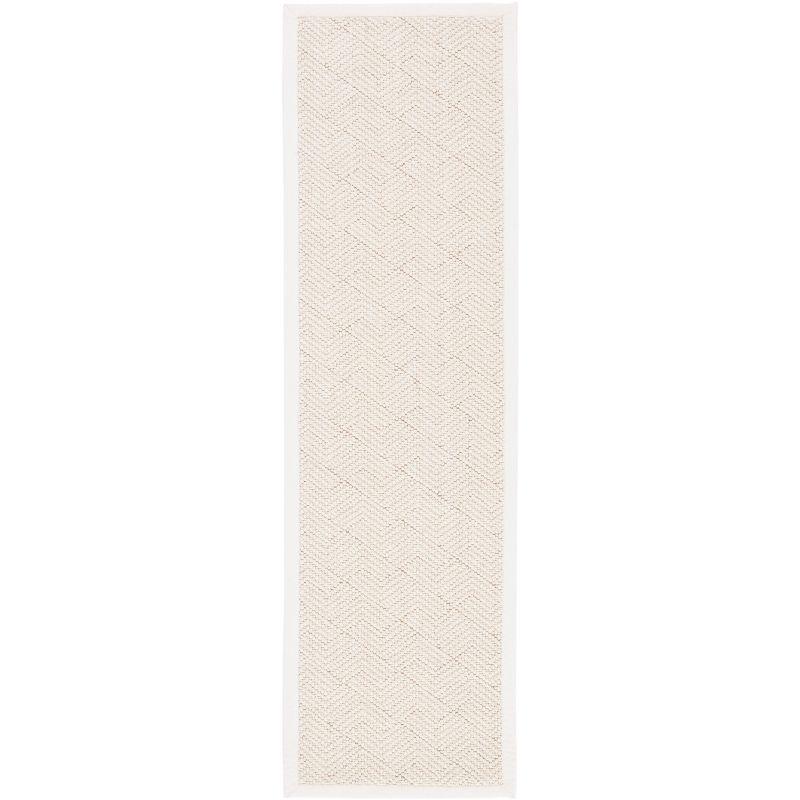 Ivory Handwoven Wool Geometric Runner Rug, 2' x 12'