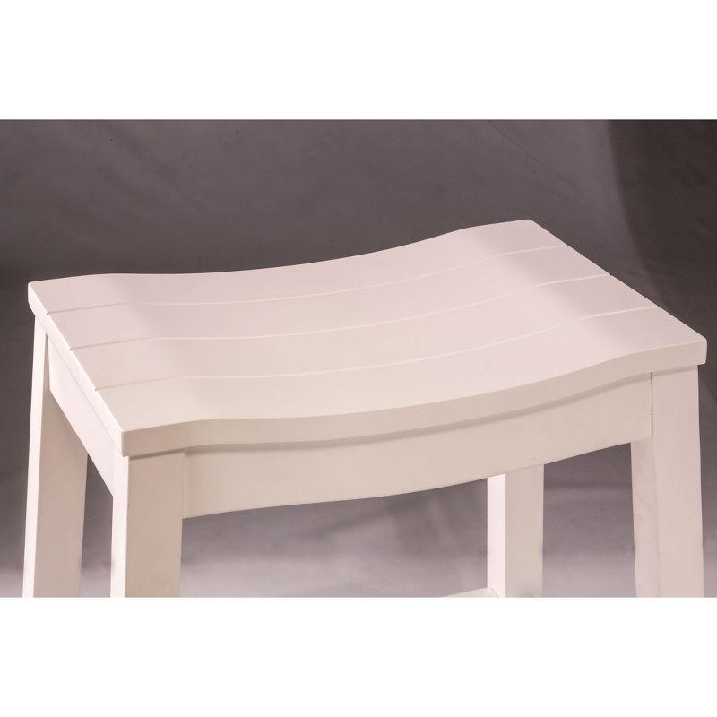 30" White Wood Backless Saddle Bar Stool