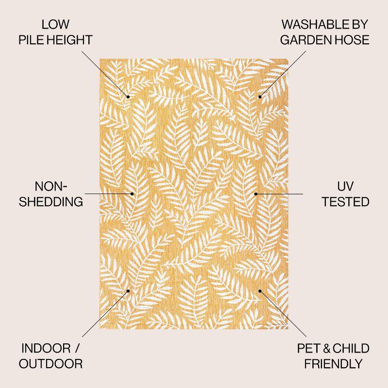 5' x 8' Nevis Palm Frond Indoor/Outdoor Area Rug, Yellow/Cream - JONATHAN Y