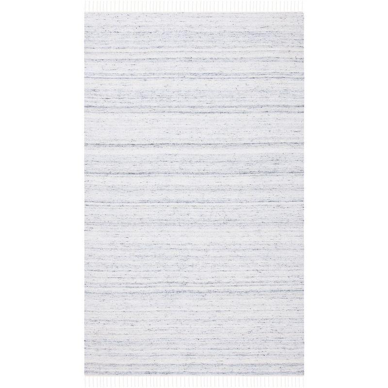 Ivory and Grey Handwoven Wool Kilim Area Rug