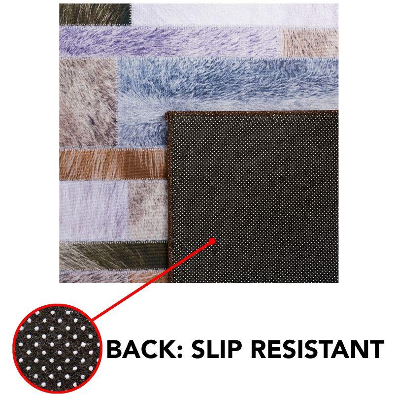 Faux Hide FAH515 Power Loomed Machine Washable Runner Rug - Beige/Purple - 2'6"x8' - Safavieh.