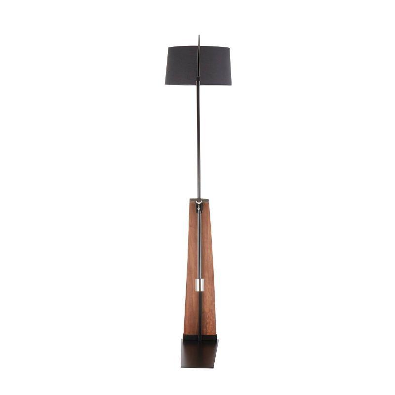 LumiSource 74" Robyn Mid-Century Modern Floor Lamp Walnut Wood and Black Linen Shade