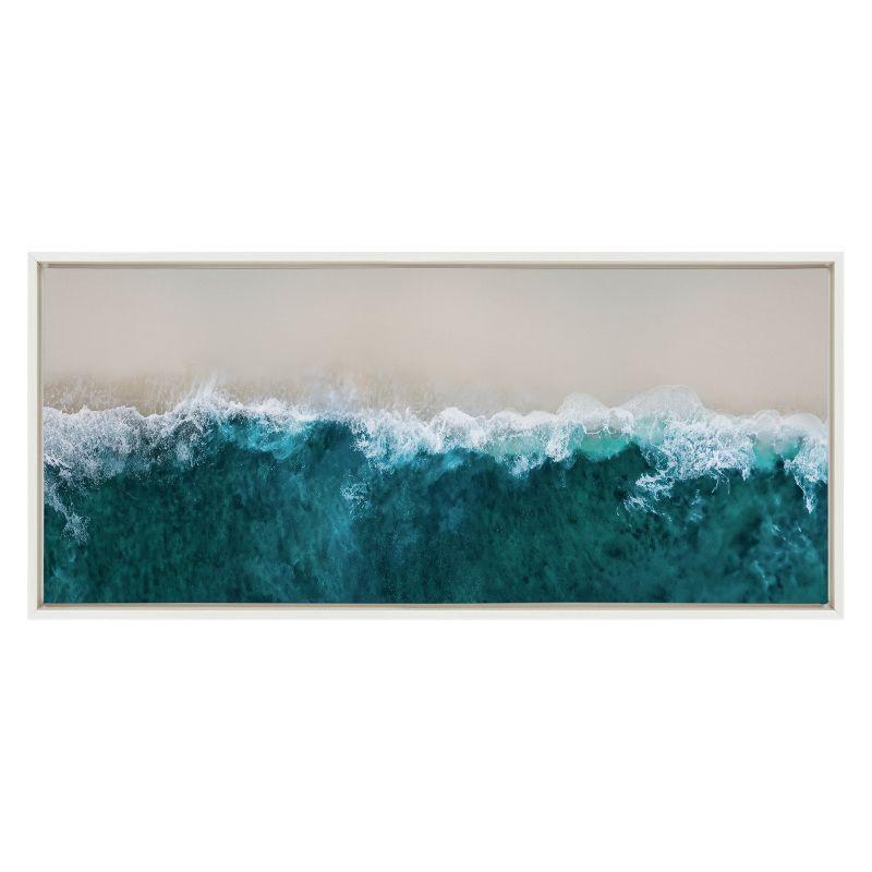 Kate & Laurel All Things Decor Sylvie Waves Crashing on The Beach Wall Art by The Creative Bunch Studio White