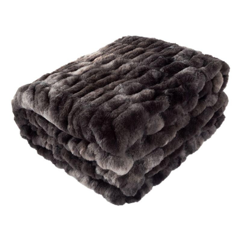 Lavish Home 60x80 Jacquard Faux Fur Blanket