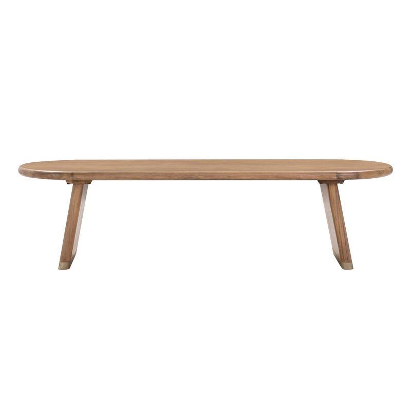 TOV Furniture Samantha Acacia Bench with Boucle Seat in Cognac
