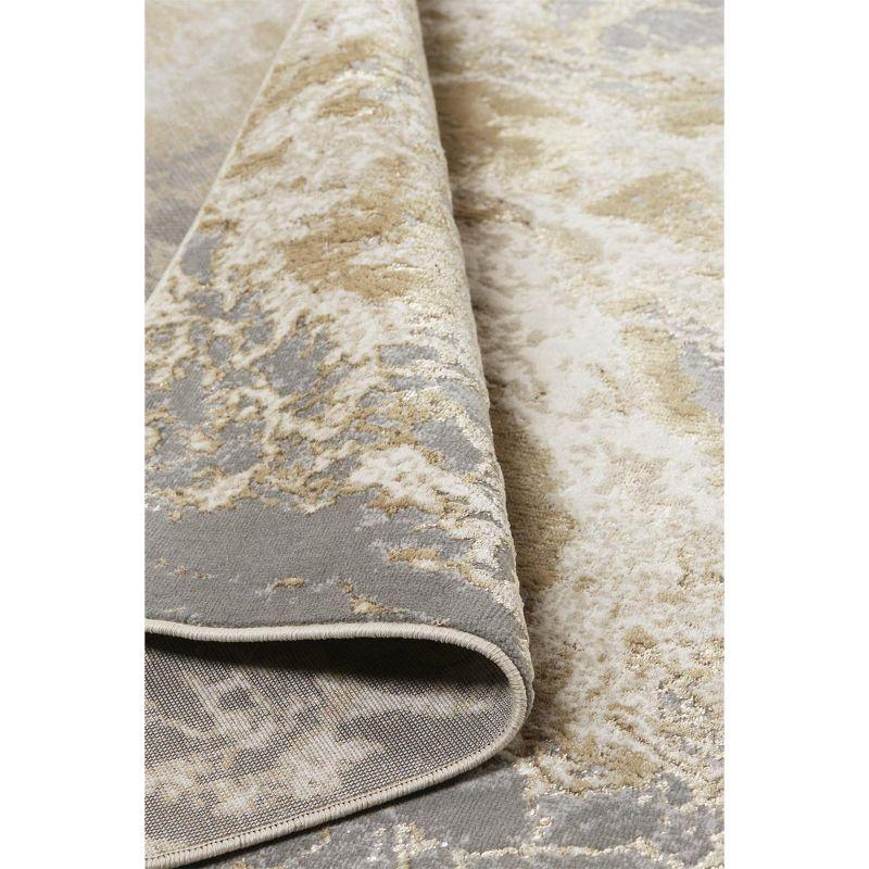 Aura Modern Abstract Ivory/Silver/Gold Area Rug