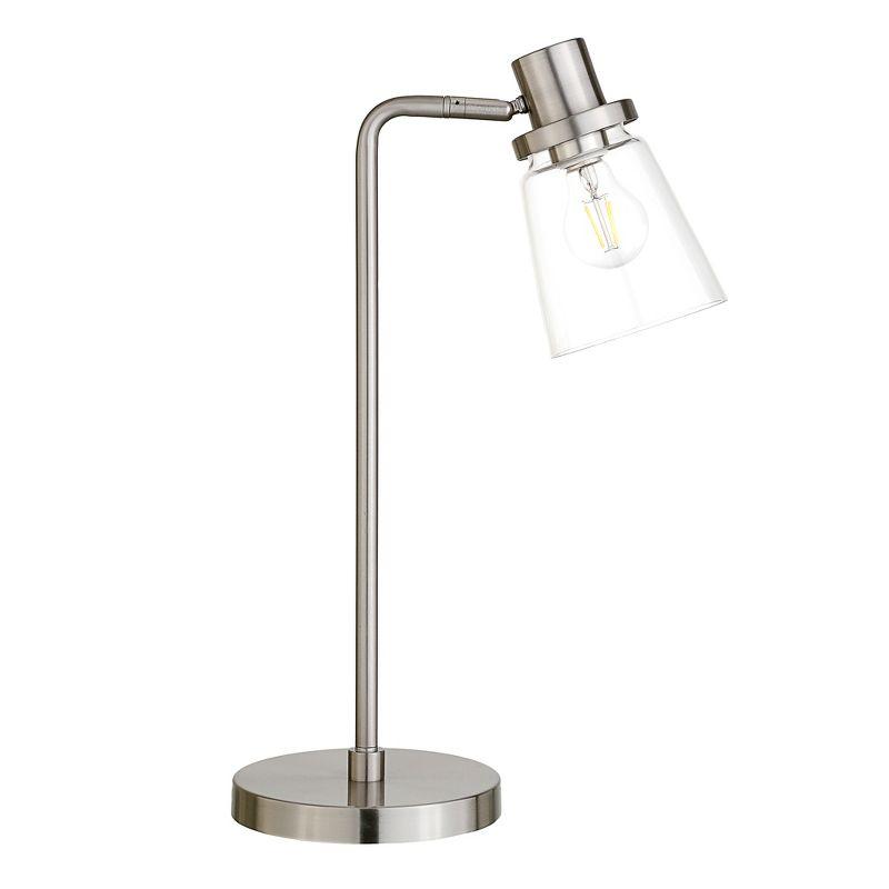 Brushed Nickel Adjustable Arc Table Lamp with Glass Shade