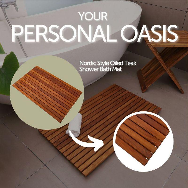 Nordic Teak 31.4" x 19.6" Natural Shower and Bath Mat - Beige