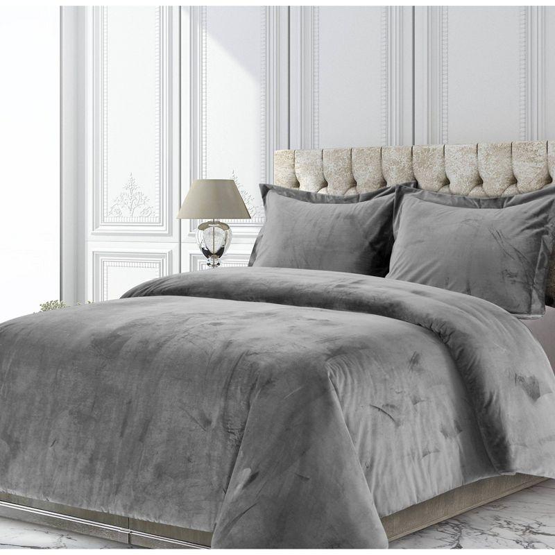 Venice Velvet Oversized Solid Duvet Cover Set - Tribeca Living