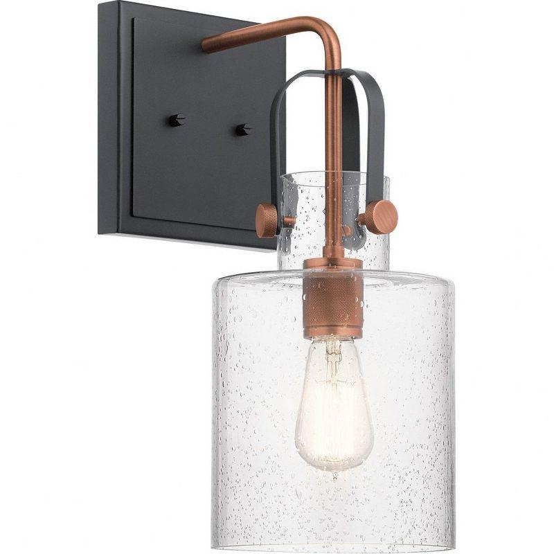 Modern Black and Copper Outdoor Wall Sconce with Clear Glass