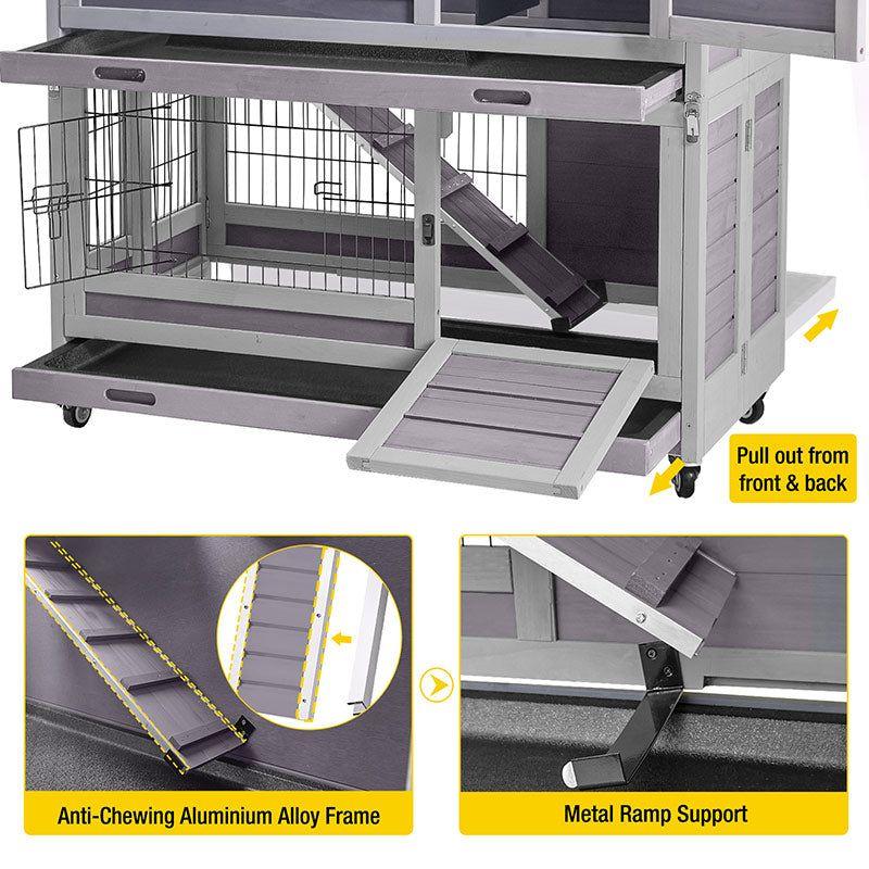 Aivituvin Folding Rabbit Hutch | Outdoor Bunny Cage (Inner Space 14.1 ft²)-AIR18-F