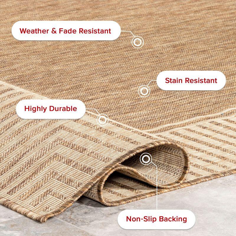 nuLOOM 4' x 6' Outdoor Area Rug, Stain Resistant, Weather Resistant, High Traffic, Patio, Balcony, Outside, Living Room, Dining Room, Asha Light Brown