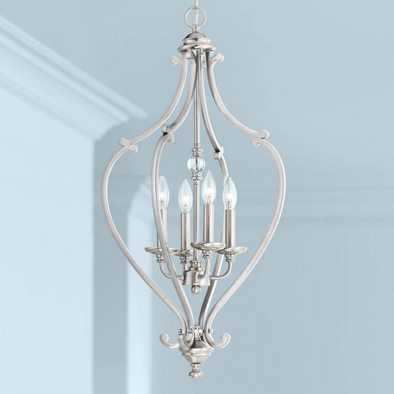 Minka Lavery Brushed Nickel Foyer Pendant Chandelier 17 1/4" Wide Modern 4-Light Fixture for Dining Room House Kitchen Entryway