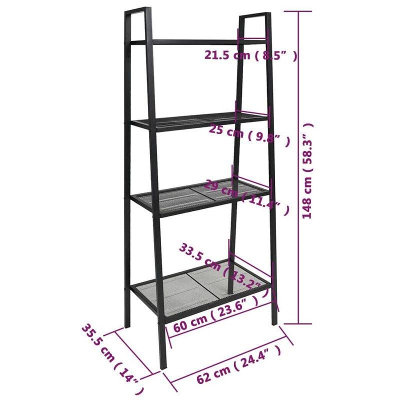 vidaXL Freestanding Ladder Bookcase with 4 Mesh Metal Shelves, Anthracite - Compact, Easy to Maintain