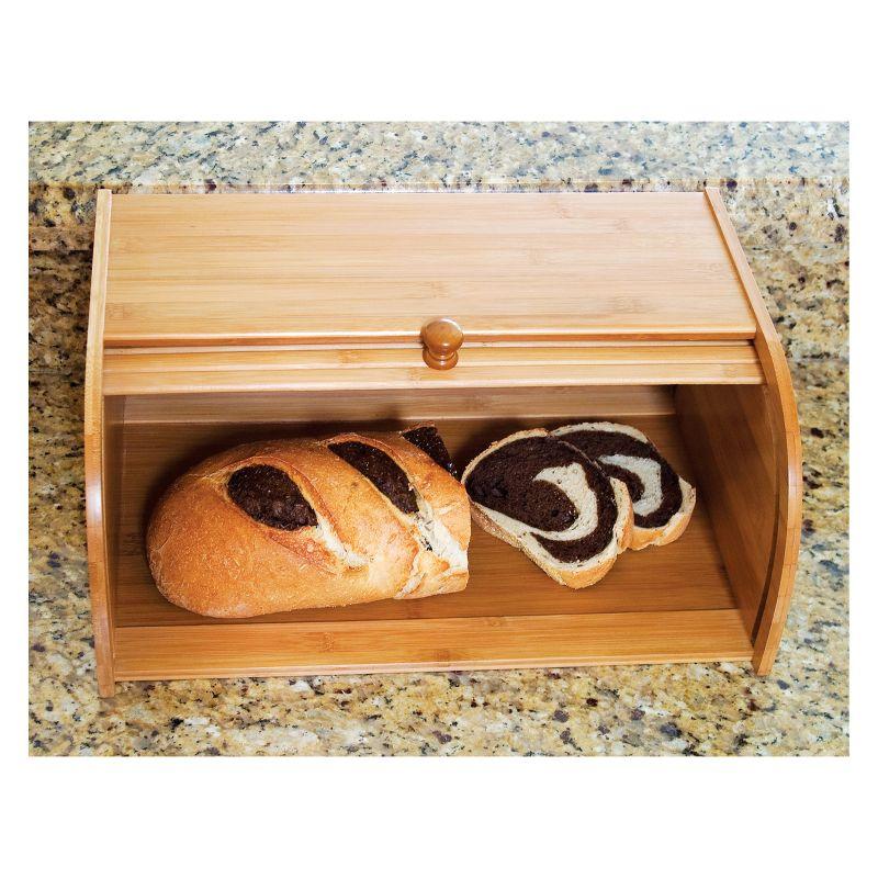 Natural Bamboo Rolltop Bread Box with Knob Handle