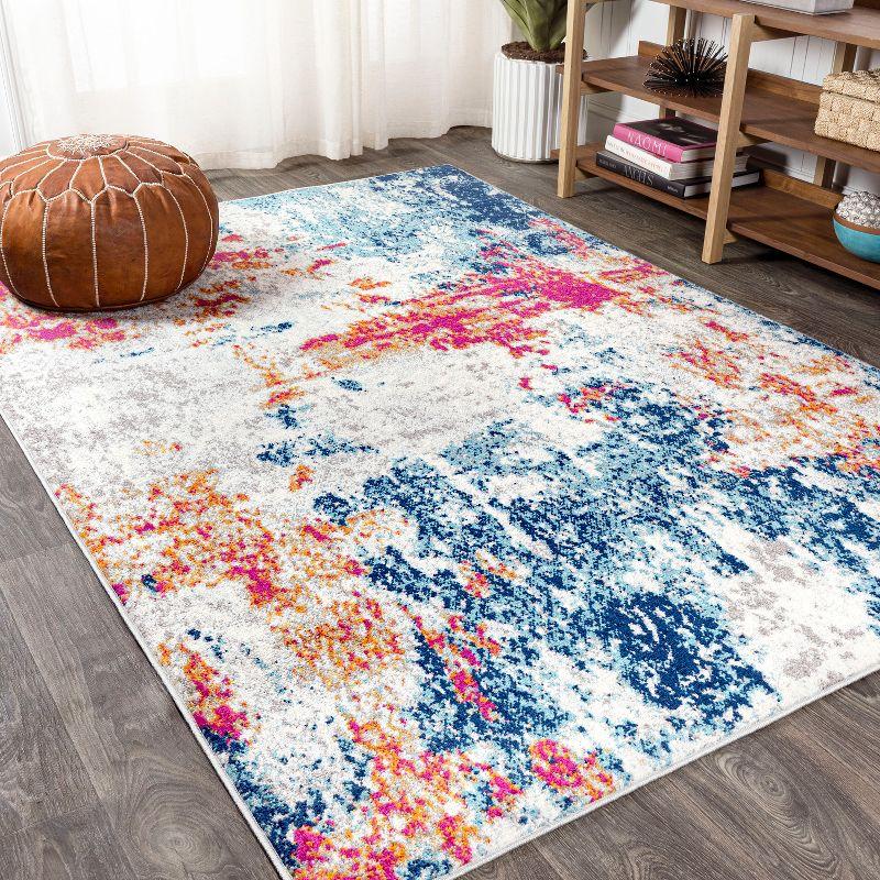 8'x10' Sunset Modern Abstract Area Rug, Blue/Multi - JONATHAN Y