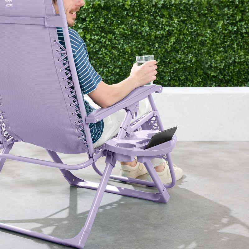 Best Choice Products Monochromatic Zero Gravity Chair, Folding Patio Recliner w/Side Tray, Headrest - Lavender