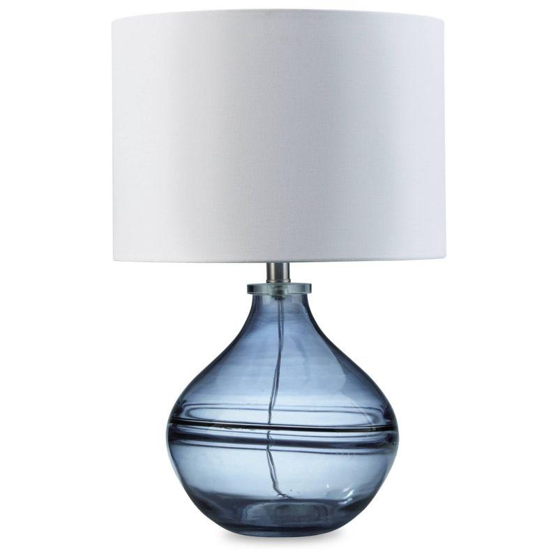 Blue and White Glass Table Lamp with Crystal Cap