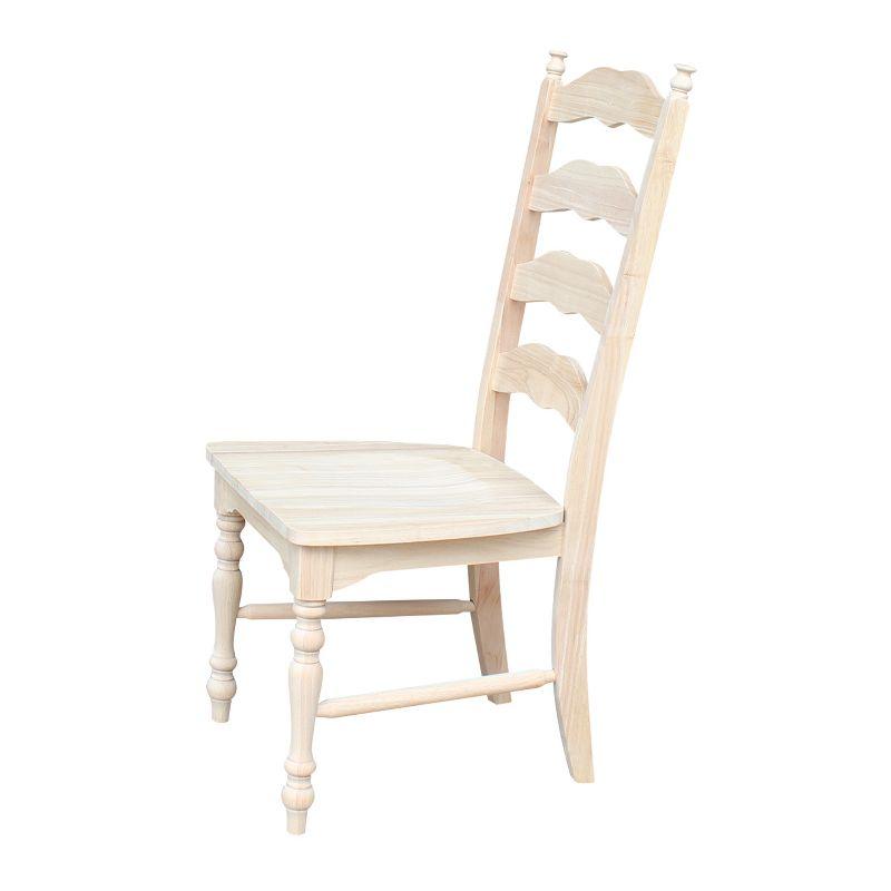 International Concepts Set of 2 Maine Ladderback Chair Unfinished : Hardwood Frame, Armless Design, 225 lb Capacity