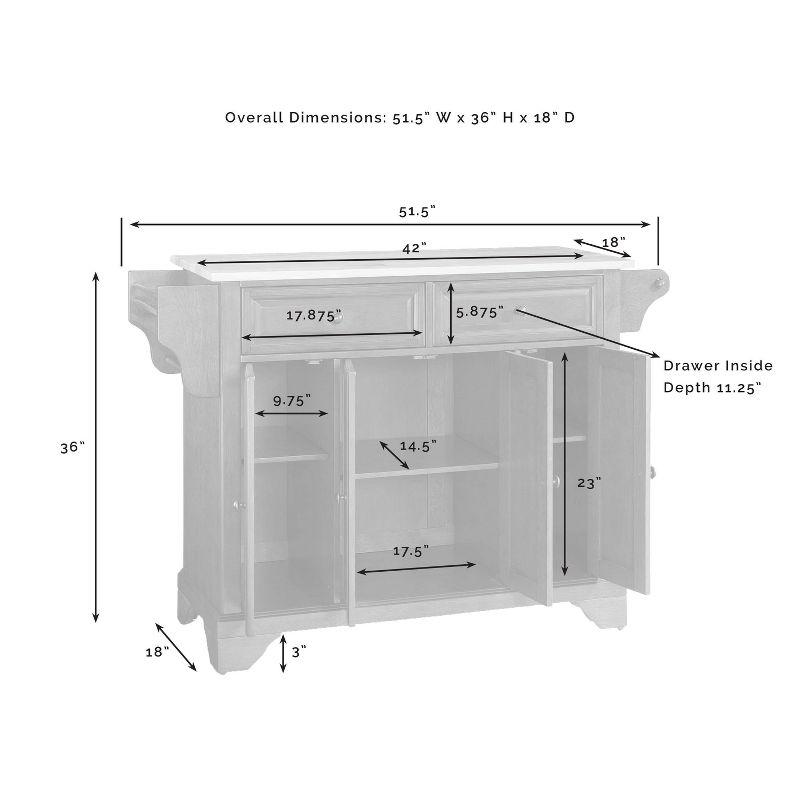 Lafayette Granite White Top Full Size Kitchen Island/Cart Cherry - Crosley: Traditional Style, MDF & Wood Frame, 2 Drawers, 4 Doors