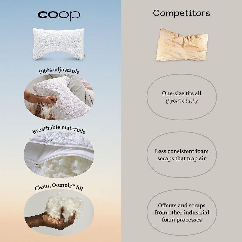 Coop Home Goods The Original Crescent Adjustable Pillow, Queen Bed Pillows for Shoulder, Neck & Head Support - Medium Firm for Back & Side Sleeper