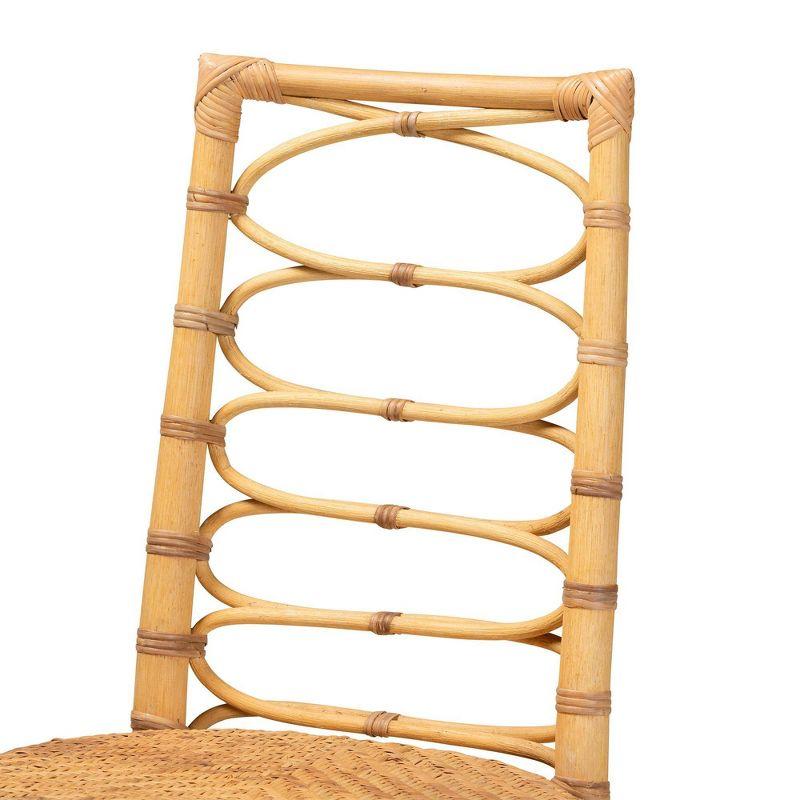 bali & pari Lisbon Natural Rattan Dining Chair Natural Brown: Armless, Spot Clean, No Assembly Required