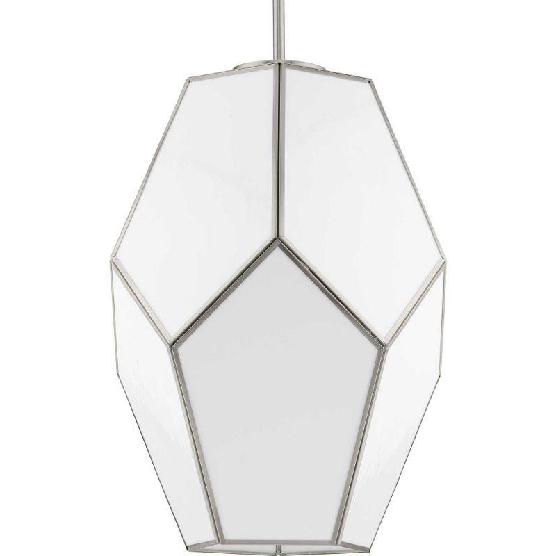 Latham Brushed Nickel Geometric Pendant Light with White Art Glass